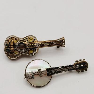 Music Theme Vintage Pin Lot Guitar Banjo