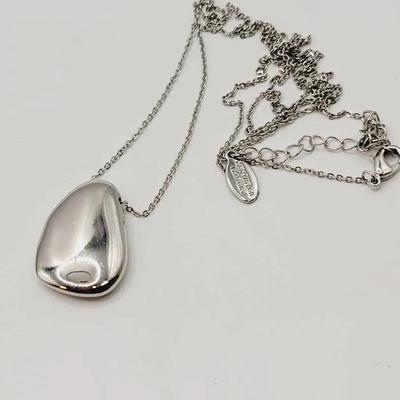 Ann Taylor Silver Tone Long Mod Necklace 