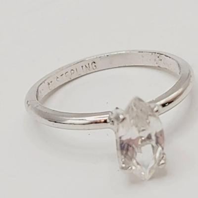 Sz 7 Sterling Engagement Ring Marquis Cz Travel Placeholder Thrifty 