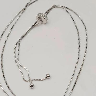 Silver Tone Rhinestone Slide Pendant Necklace