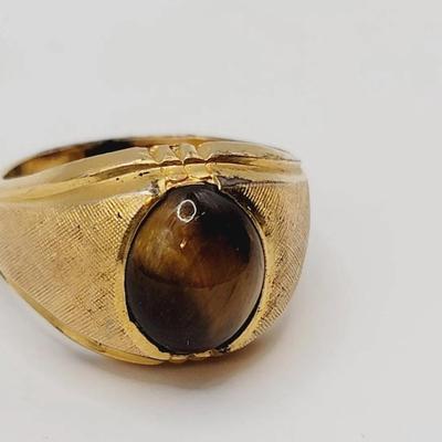 Sz 10 Tigers Eye 10k Gf Ring