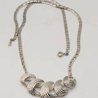 Avon Silver Tone Wave Scroll Vintage Collar Necklace