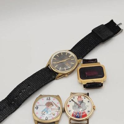 4pc Timex Seiko And Novelty Watches -Some TLC Needed 
