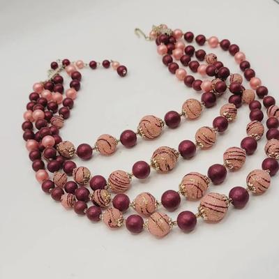 4 Strand Vintage Textured Necklace Japan