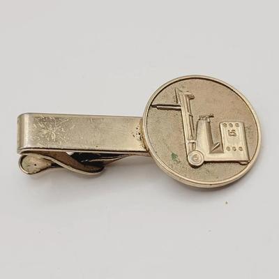 Cool Tie Clip With Forklift Emblem Gold Tone