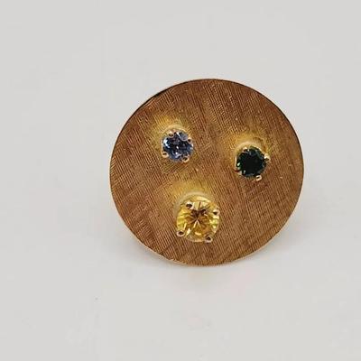 14k Yellow Gold Multi Gem Tie Tack