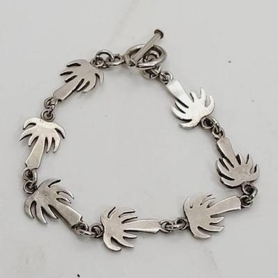 Sterling Silver Tropical Palm Tree Bracelet 925