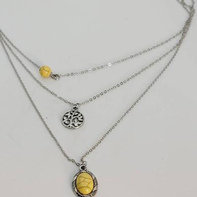 Three Strand Yellow Tree Of Life Necklace 
