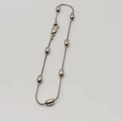 925 Sterling Silver Bead Accent Chain Bracelet 
