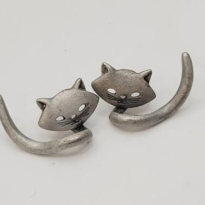 JJ Pewter Cat Earrings