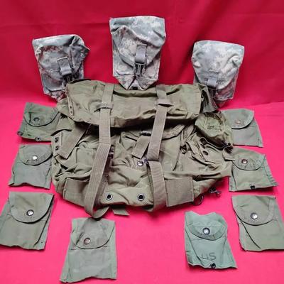 Military Surplus Field Pack & Pouch Bundle