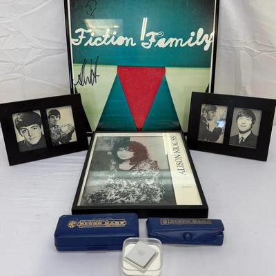 Signed Music Memorabilia Lot – Fiction Family, Alison Krauss, Beatles, Hohner Blues Harps, iPod 