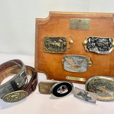 Vintage Belt Buckle Collection & Leather Belts