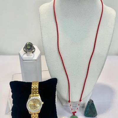 Waltham Watch, Labradorite Ring, Bone Cat Pin + More 