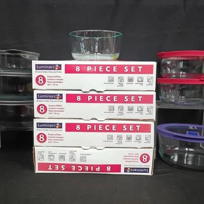 Luminarc Plate Sets & Pyrex Glass Storage Bowl Bundle