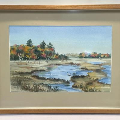 Framed Vintage Original Watercolor Landscape by N. Warga (1992)