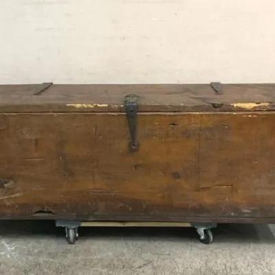 Antique Rustic Brutalist Storage Trunk 