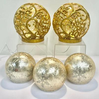 Holiday Spheres — Illuminated Snowflake Glitter & Musical Mercury Glass-Style 