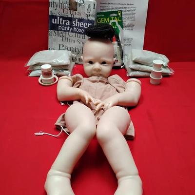 Reborn Doll Kit & Supplies Lot - Unassembled Baby with Head, Limbs, Body, & Hair