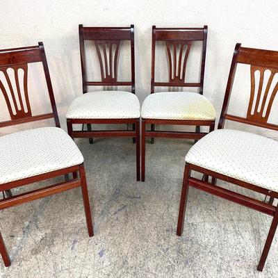 Vintage Stakmore Folding Dining Chairs – Mahogany Finish
