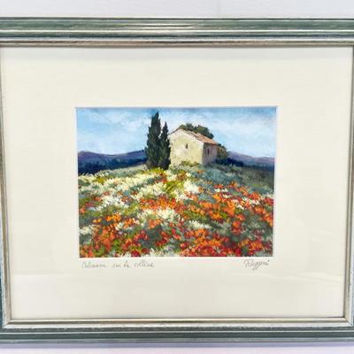 Original French Oil Painting – Signed Ruggeri, “Cabanon sur la Colline