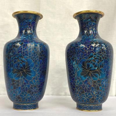 Cloisonné Cobalt Blue Vases 
