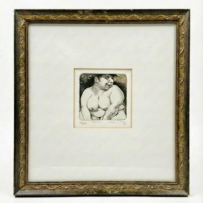 pencil-signed etching by American artist Charles Bragg titled "Flora" #28/100 