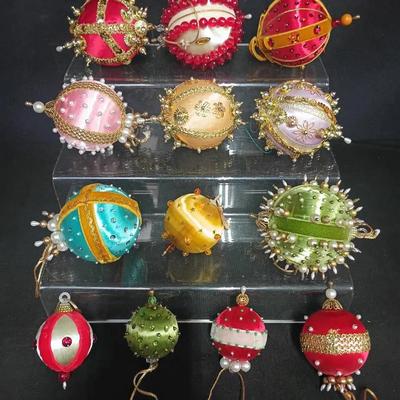Deluxe Vintage Satin & Beaded Christmas Ornament Collection