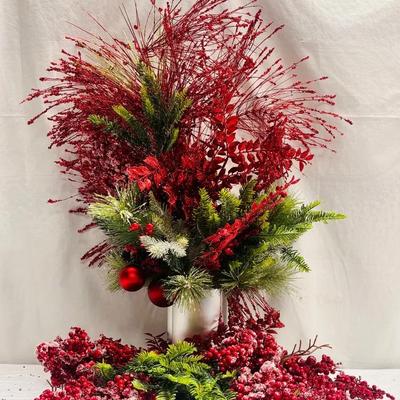 Glittering Red & Green Faux Christmas Arrangement
