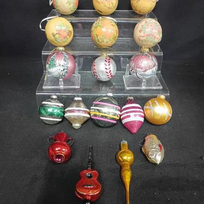Mixed Vintage Christmas Ornament Collection – Decoupage, Glass & Novelty