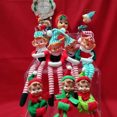 Vintage Christmas Elf Collection Lot - 10 Figures