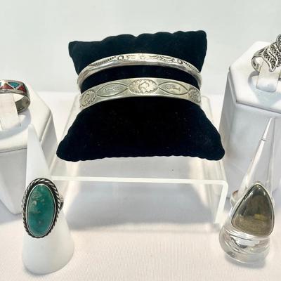 Vintage Sterling Silver Jewelry Collection – Native American Cuffs & Assorted Rings