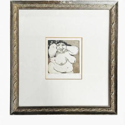 pencil-signed etching by American artist Charles Bragg titled "Flora" #6/100 
