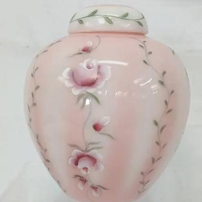 Fenton Pink Floral Ginger Jar