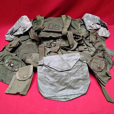 US Military Surplus Gear Lot - Webbing, Pouches, and Backpack Components