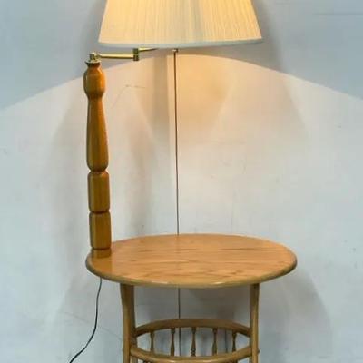 Vintage Oak Swing-arm Table Lamp 