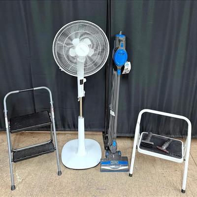Shark Vacuum, Pedestal Fan & Step Stool Set