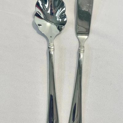 (2) Replacement Stainless Steel Sugar Spoon & Butter Spreader “Angelico” Pattern 