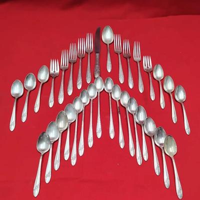 32-Piece Vintage Tudor Plate Oneida Community Flatware Lot