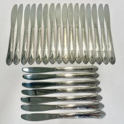 (23-Pc) Dinner Knives Flatware Stainless Steel Set With Ornate Floral Handles