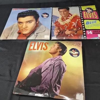 3 New Elvis Records with T Shirts - RCA Victor - Loving  You - Blue Hawaii - Elvis 