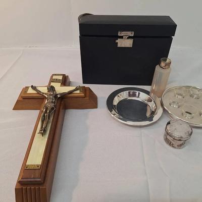 Vintage Traveling Last Rites/Communion House Call Kit - Last Rites Cross