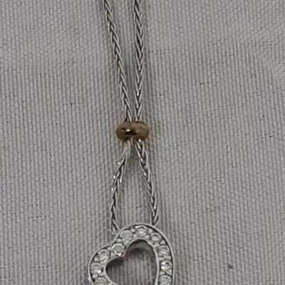 14k Gold Heart Necklace with Crystals 5g with Stones 