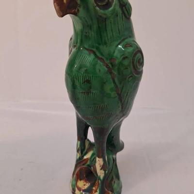 19th Century Chinese Green Glazed Porcelain Parrott