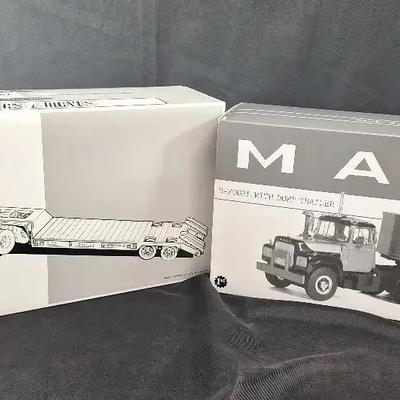2 NIB 1960 Model B-61 Mack Truck and Trailer - Mack R Model with Dump Trailer 