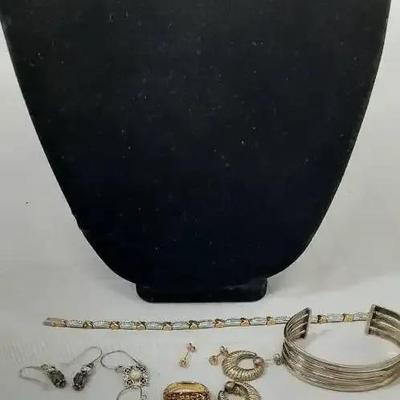 Sterling Silver Jewelry - Earrings -Bracelets - Ring - 64g with Stones -6 Piece Lot 