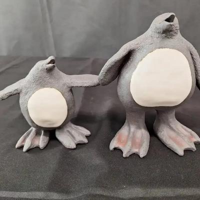 Sharon Stelter set of 2 Ceramic Sculpture Penguins