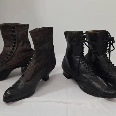 2 Pair Vintage Black Leather Shoes - Peters Shoe Company 