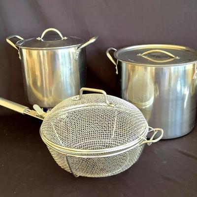 Large Cook Pots And Strainer