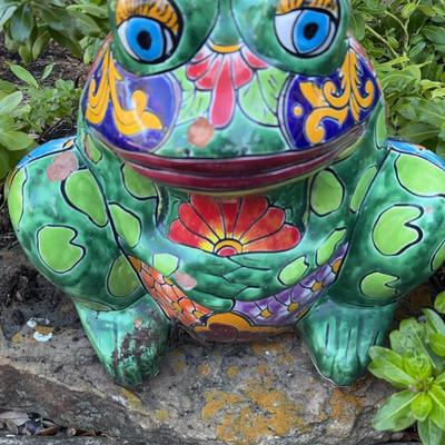 Hand Painted Frog Planter 